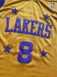 NBA 8 Kobe Bryant Lakers Maillot Retro jaune avec stars brodé